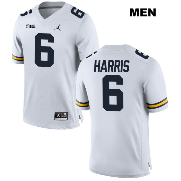 Men's NCAA Michigan Wolverines Drake Harris #6 White Jordan Brand Authentic Stitched Football College Jersey HA25V37QN